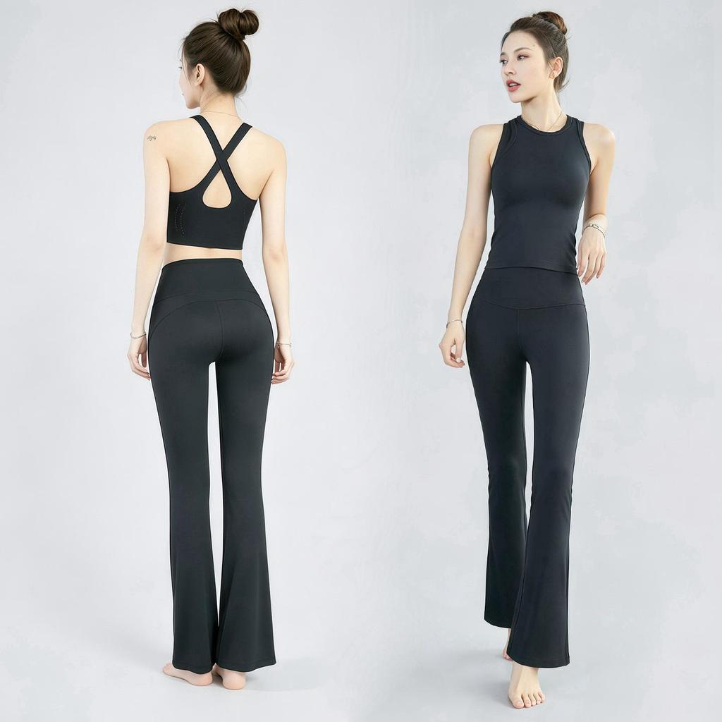 Women's Summer Yoga Tank Top with Chest Pads - Professional, High-End, Long Sleeveless Pilates Fitness Set