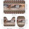 Rustic Aztec Horse 4 Pieces Shower Curtain Set,Boho Abstract Tribal Farmhouse Western Desert Horse Non-Slip Rugs Toilet Lid Cover Bath Mat and