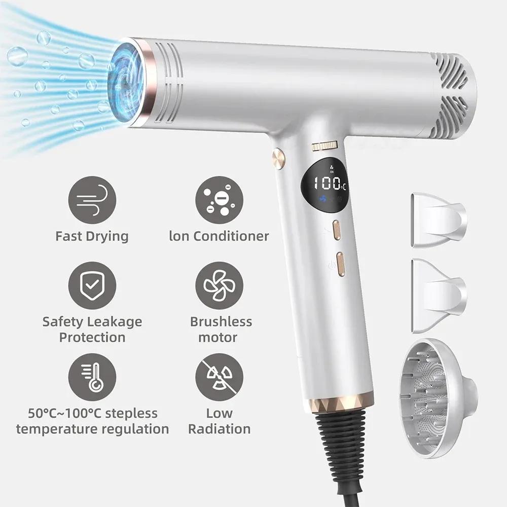 Professioneller Haartrockner 10000 U/min LCD-Anzeige Starker Wind Doppelte Lufttemperaturregelung Negative Ionen High-Speed Styling-Werkzeuge