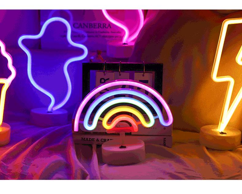 Korean Style Flamingo LED Neon Night Light - Decorative Christmas Fairy Accent with Round Base