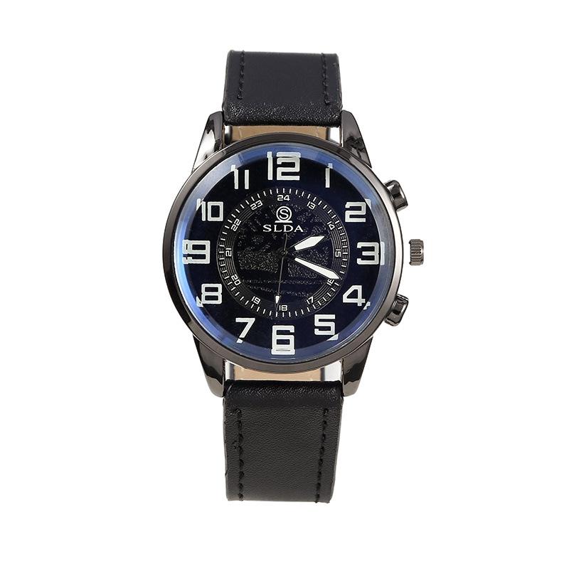 Fashion Business Belt Simple Men'S Watch Men'S Casual Retro Digital Dial Student Quartz Watch