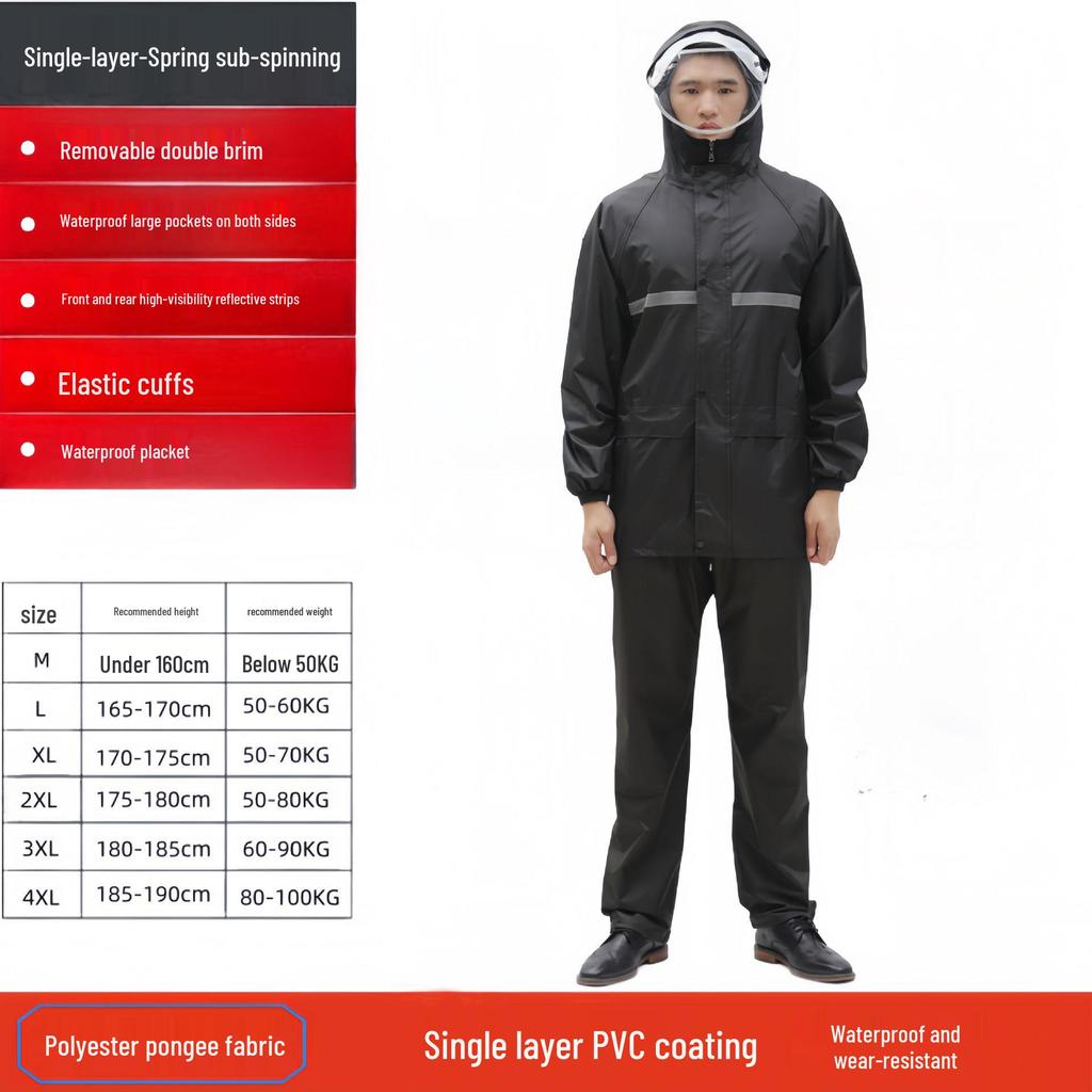 Protective Reflective Motorcycle Rain Suit - Ideal for Construction, Cycling & Riding