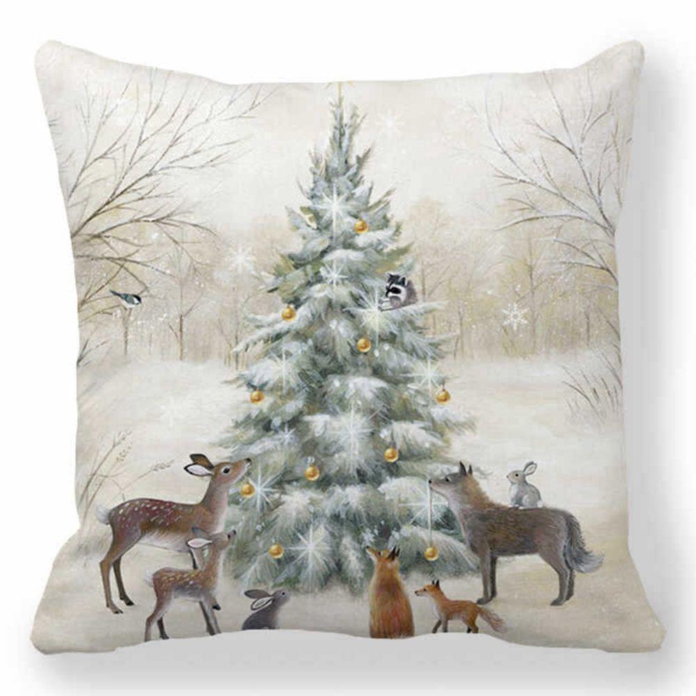Peach Skin For Sofa Santa Claus Christmas Decor Tree Gift Pillow Pillowcase Cushion Cover Ornament