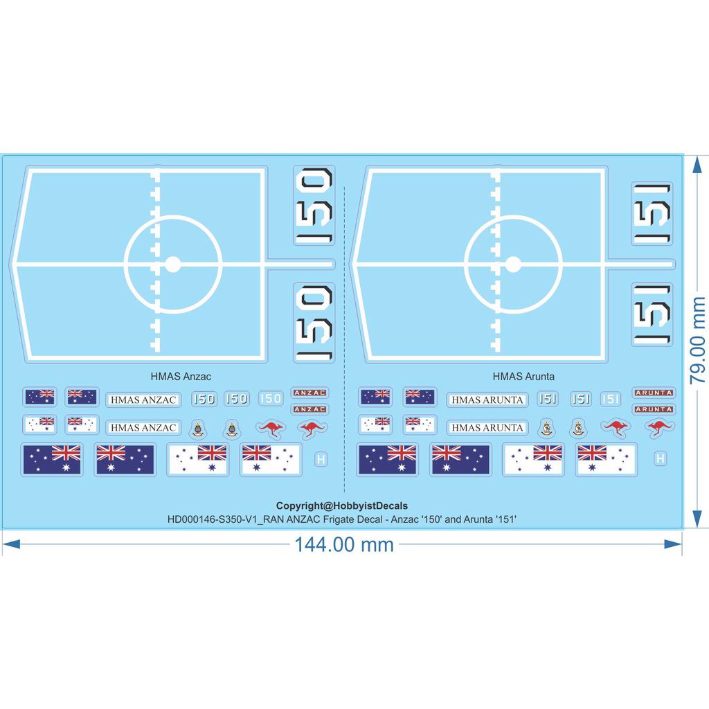 ADF RAN/RNZN ANZAC-class Frigates - 1/144 1/350 1/700 - War Ship Decals
