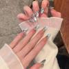 Super Flash Style: High-Class Aura Cat Eye Handmade Nail Tips for Young Ladies