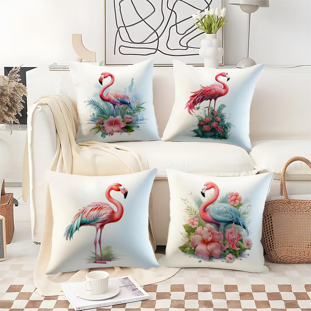 Tropical Flamingo Pattern Digital Printing Pillow Cover Short Plush Suitable Living Rooms Bedrooms Sofas Throw Cushion Cover
