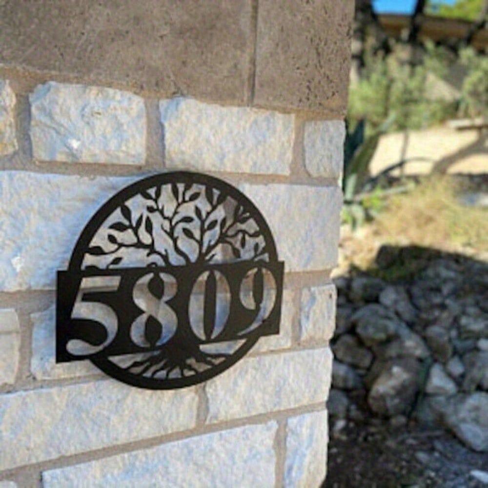 Metal Address Number Plaque for House Outdoor Wall Decor Sign