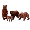 4pcs Realistic Bear Figurines Set Miniature PVC Grizzly Bear Wild Animal Figures for Home Office Display Collection 4