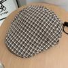Retro, Japanese, Beret, Female, Versatile for Spring and Summer, Checkered, Small Face, Painter's Hat, Big Head Circumference, Fashionable Dressing