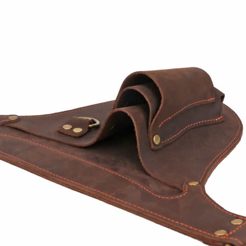 TOURBON Gardening Pouch, Backpack, Waist Bag, Gardening Supplies, Tool Pouch, Florist, Scissor Bag, Leather (Brown)