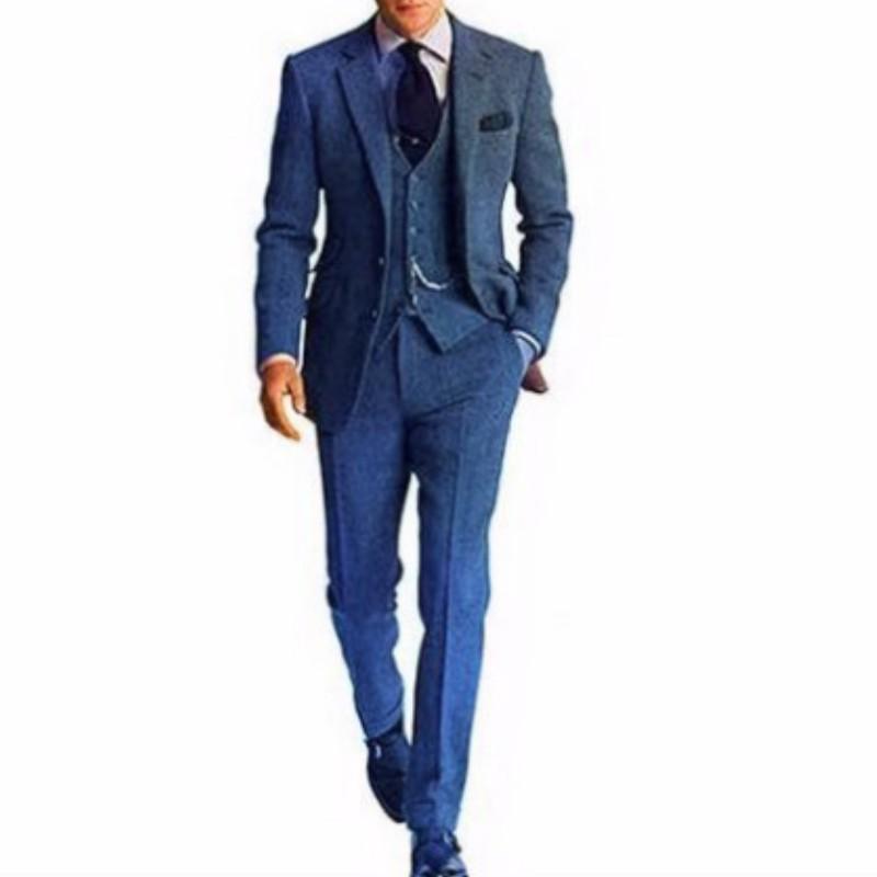 Traje Slim de Espiga para Hombre Cuatro Estaciones Negocios Traje de Padrino Traje de Boda para el Novio