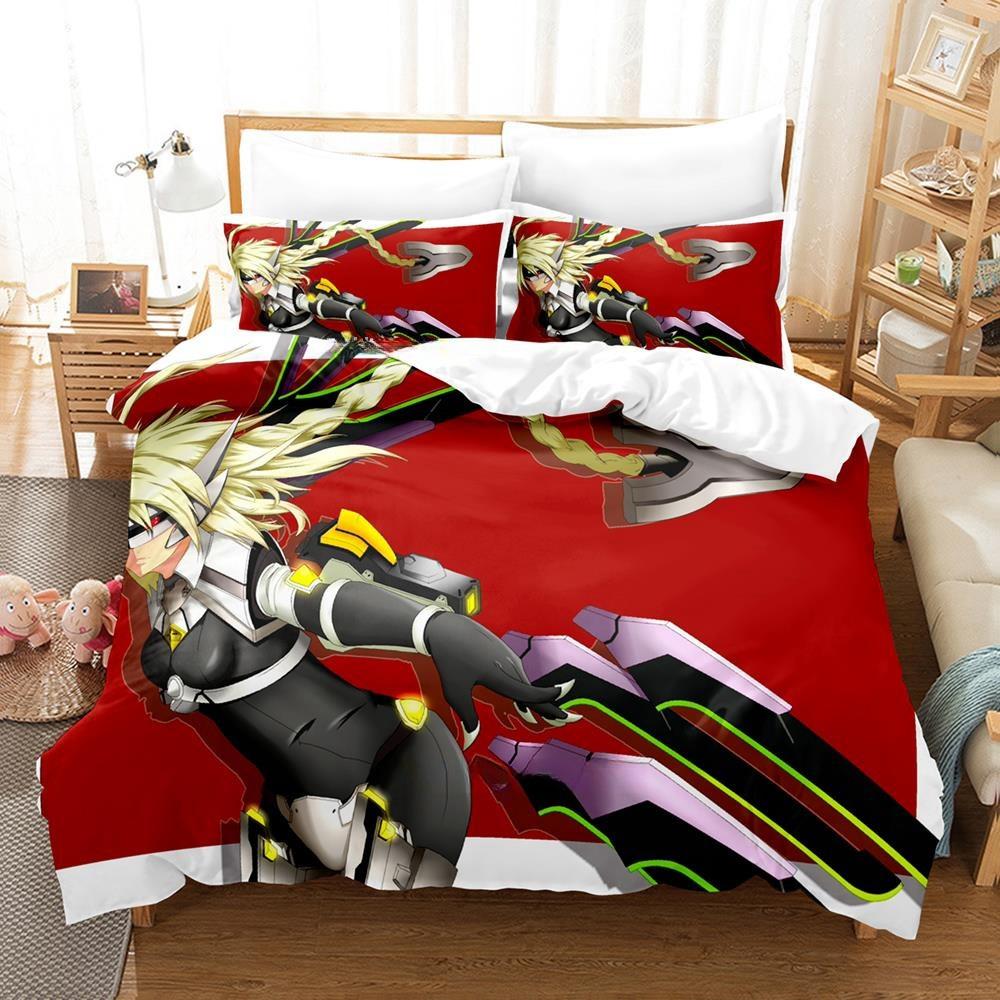 New Fashion 3D Printed Anime Game Blazblue Bedding Set Cartoons Three-piece Set Adult Kid Bedroom Duvet Cover Sets Home Textiles