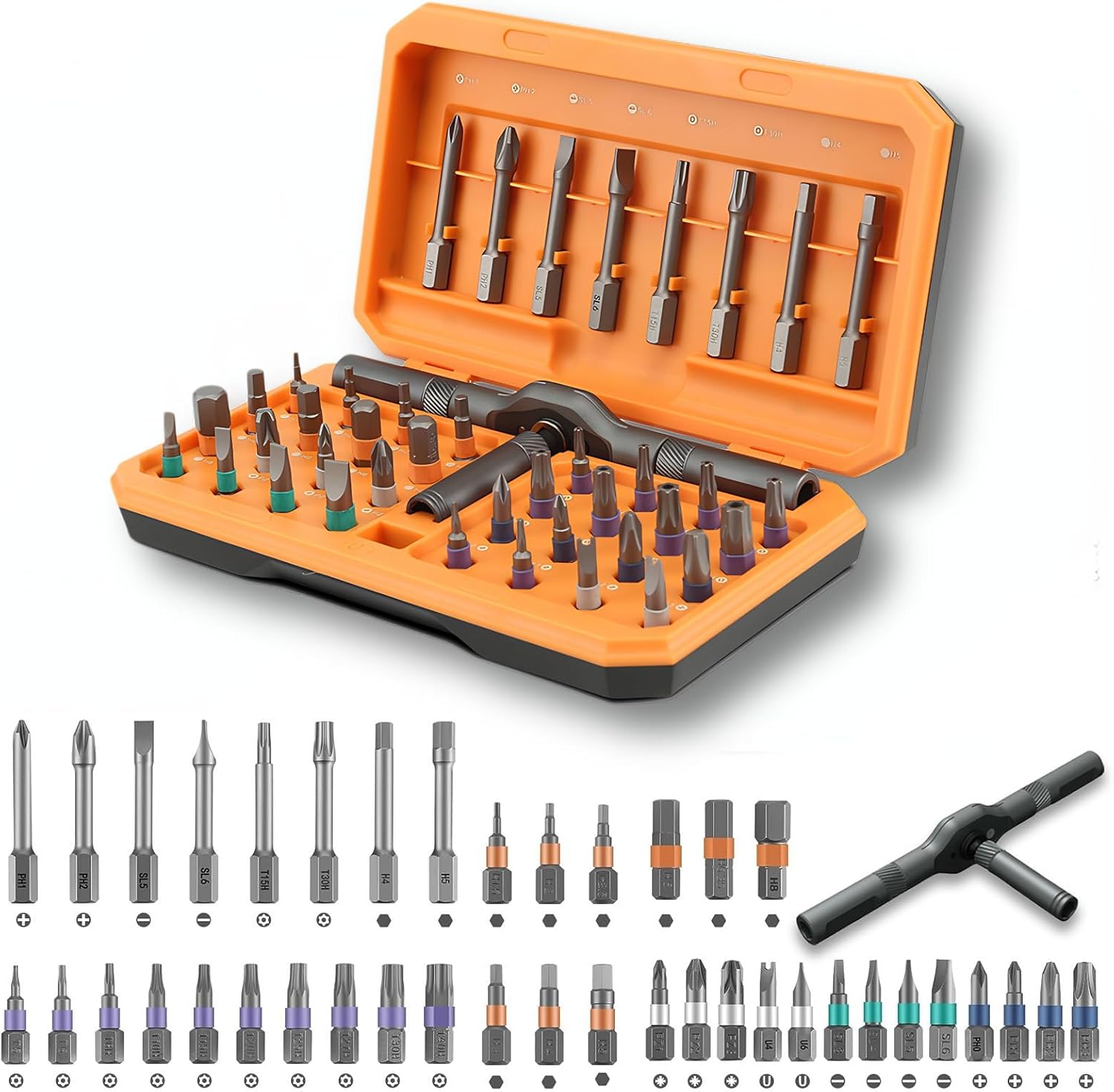 

42 in 1 Wireless Cordless Magnetic Ratchet Precision Screwdriver Portable Small Handle Manual Hand Tool Kit for Household Repair