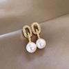 Silver Needle Zircon Oval Pearl Stud Earrings Fashionable Versatile Earrings Temperament Advanced Sense Atmosphere Exquisite Light Luxury Earrings