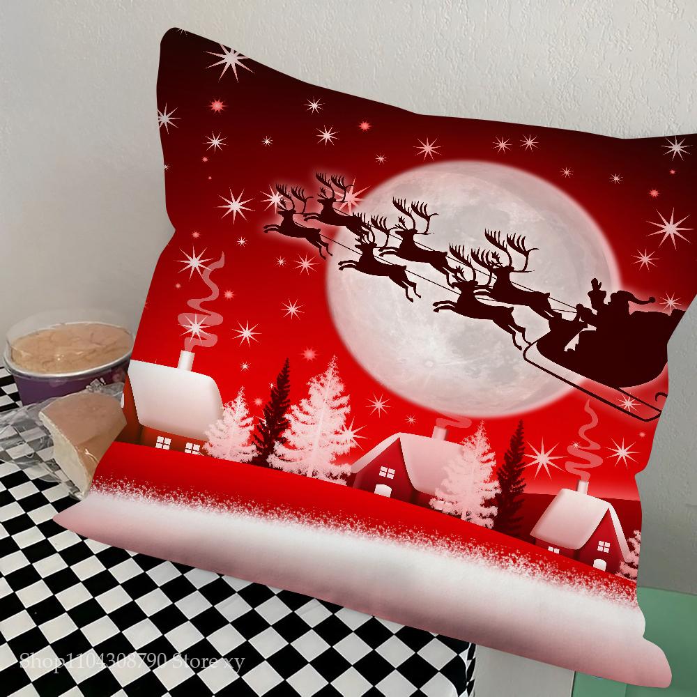 Red Christmas Pillow Case Fashion Square Pillowcase Bedroom Sofa Room Ins Decoration Leisure Cushion Cover 40x40