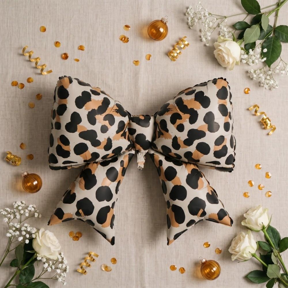 2pcs Aluminum Foil Bowknot Balloon Romantic Festival Party Balloon Leopard Print Balloon  Graduation