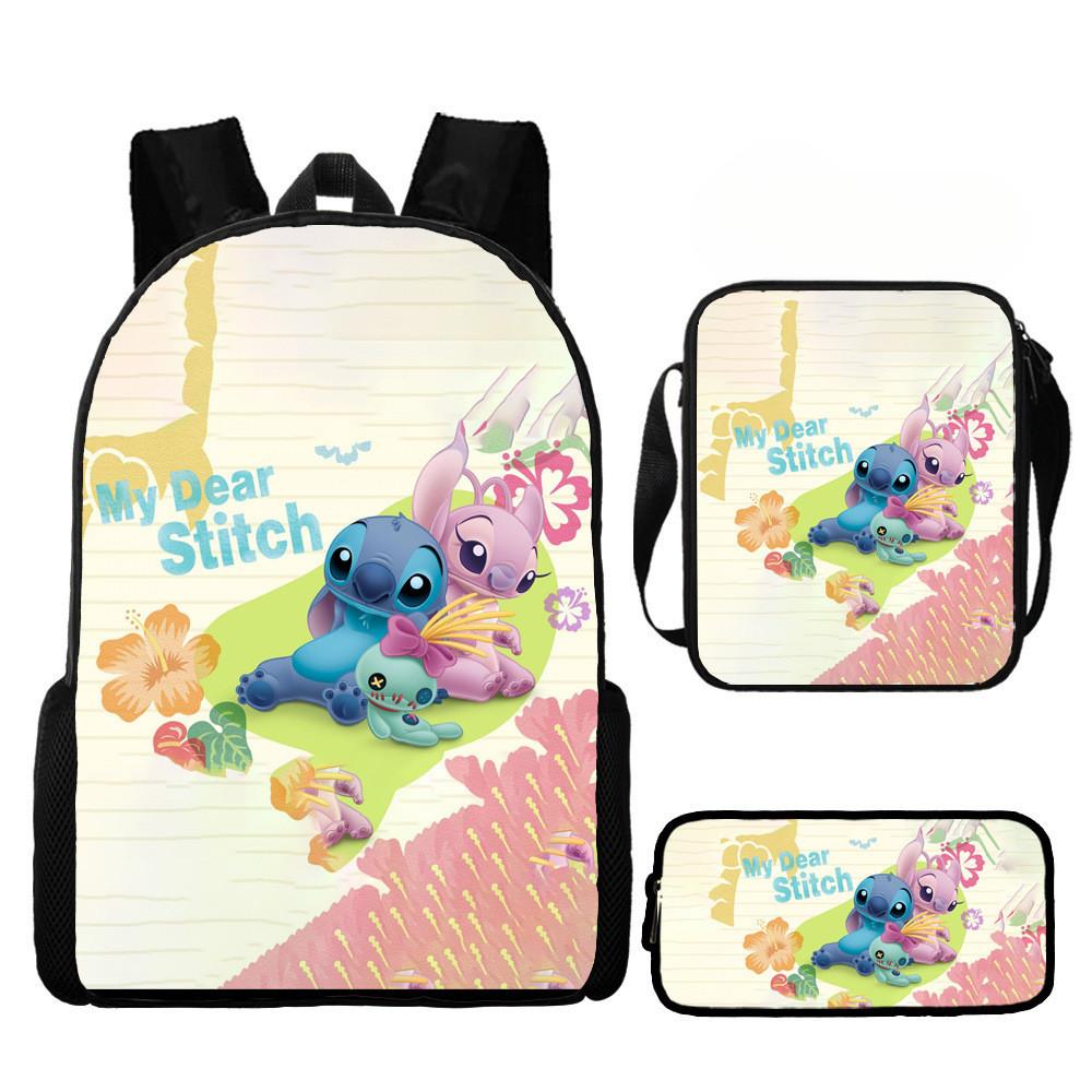 Lilo Stitch Kids Waterproof Backpack Set Oxford School Bag With Pencil Case For Elementary Students