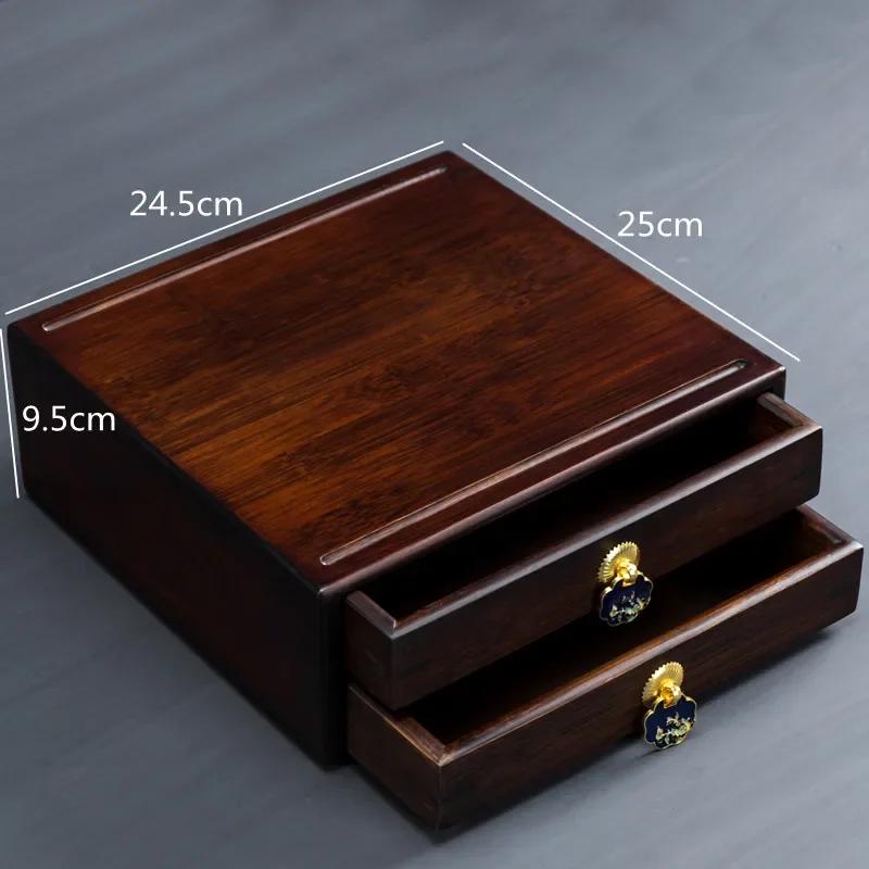 MultiLayer Bamboo Tea Box Drawer Storage for Tea Bags & Jewelry Decorative Desktop Organizer Home Storage Solution