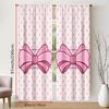 2 Pack Cute Pink Bow and Heart Curtains, Flat Print, Light Filtering Fabric, Bedroom Living Room Window Decor, Valentine's Day