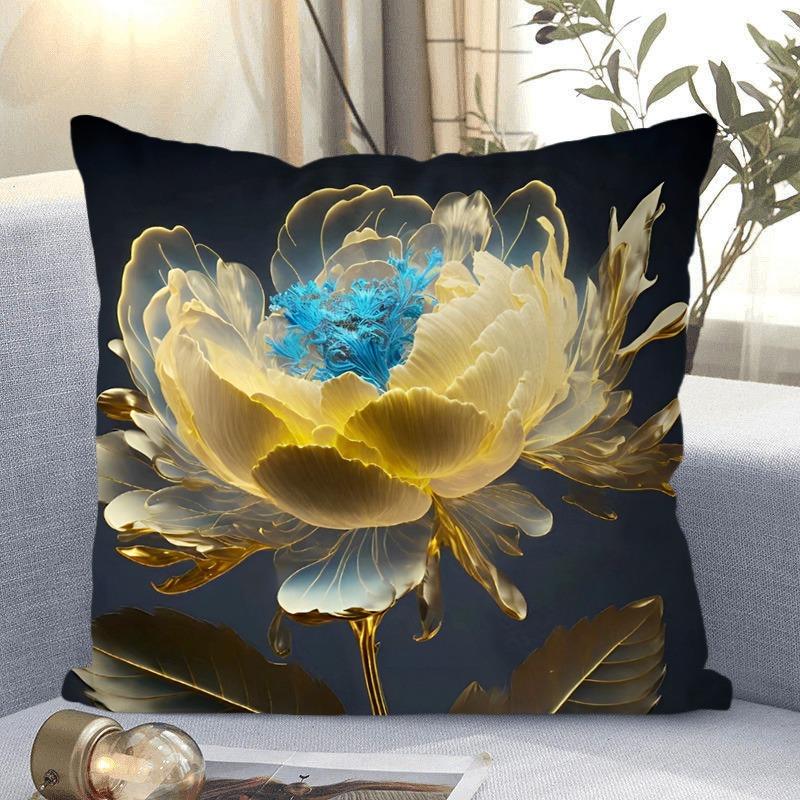 Fantasy Flower Pattern Decorative Pillowcase Living Room Bedroom Square Cushion Pillowcase