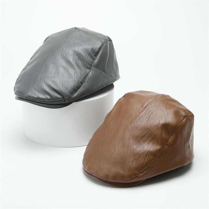 Hat autumn and winter American leather forward hat men's retro painter hat fashion versatile beret women's literary cap