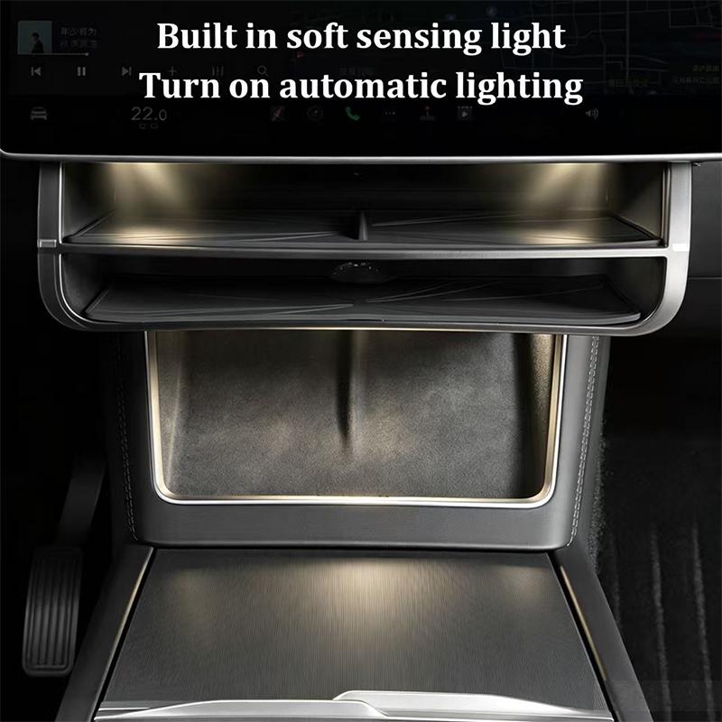 For Tesla Model YL Model Y Juniper Model 3 Highland Center Console Screen Under Storage Box Double-layer Hidden Organizer Tray