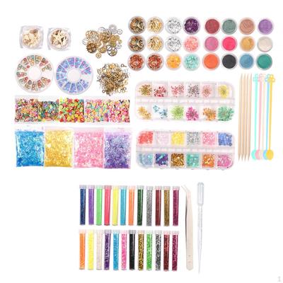 Ensemble d'accessoires de décoration en résine Décorations pour nail art Paillettes Artisanat Fournitures pour la fabrication de bijoux pour