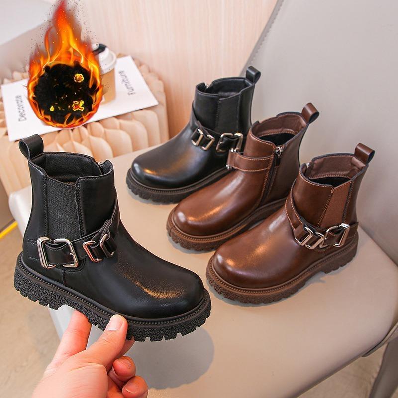 Autumn Girl Boot New Fashion Simple Ankle Boots Anti Slip Soft Sole Comfort Leather Boots Retro Trend Warm Short Kid Boot Botas
