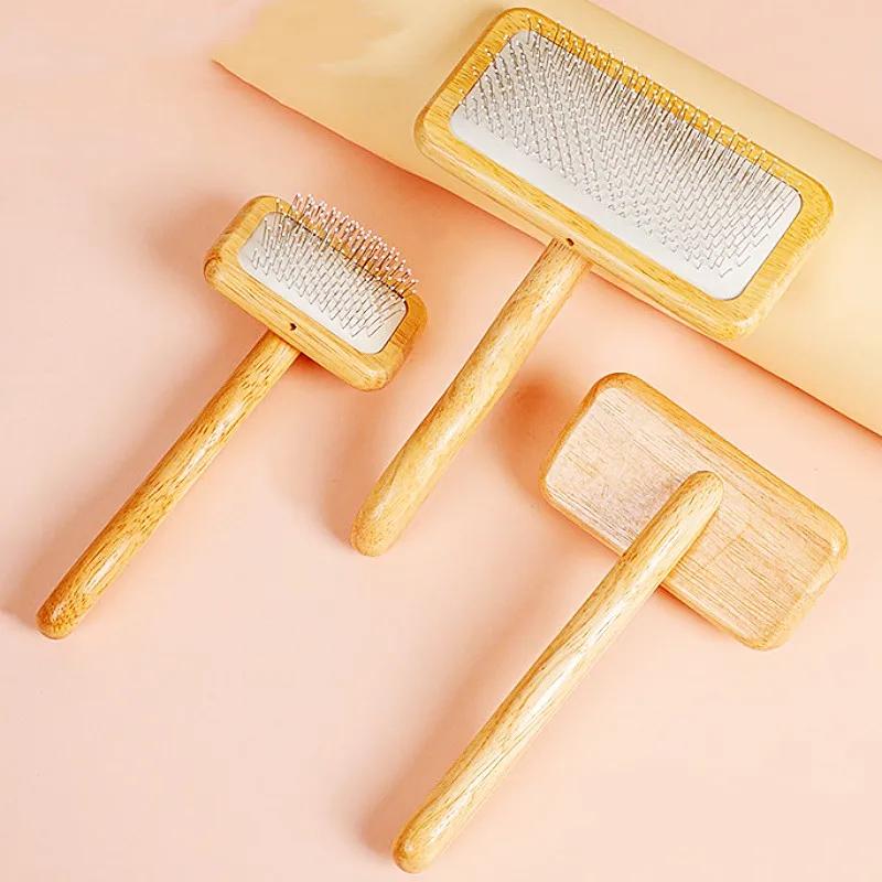 Dog Brush Wooden Dogs Comb Pet Hair Remover Dog Grooming Protect Brushes for Dogs Floating Hair Cleaning Comb Massage Cat Brush