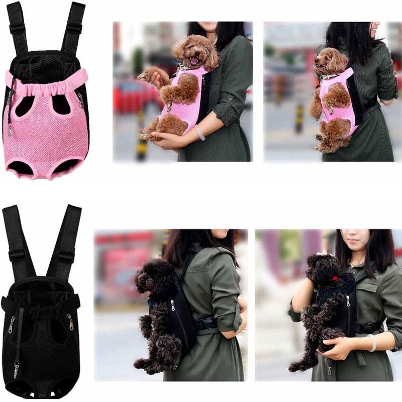 Portable Pet Backpack Adjustable Shoulder Strap Dog Travel Bag Canvas Dog Bag Mesh Cloth Chest Pack