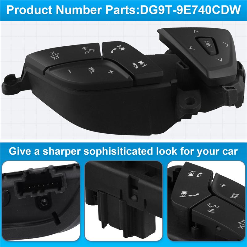 Car Steering Wheel Volume Adjustment Switch Assembly Multifunction Switch DG9T-9E740DBW For Ford Fusion 2013-2018 ,B