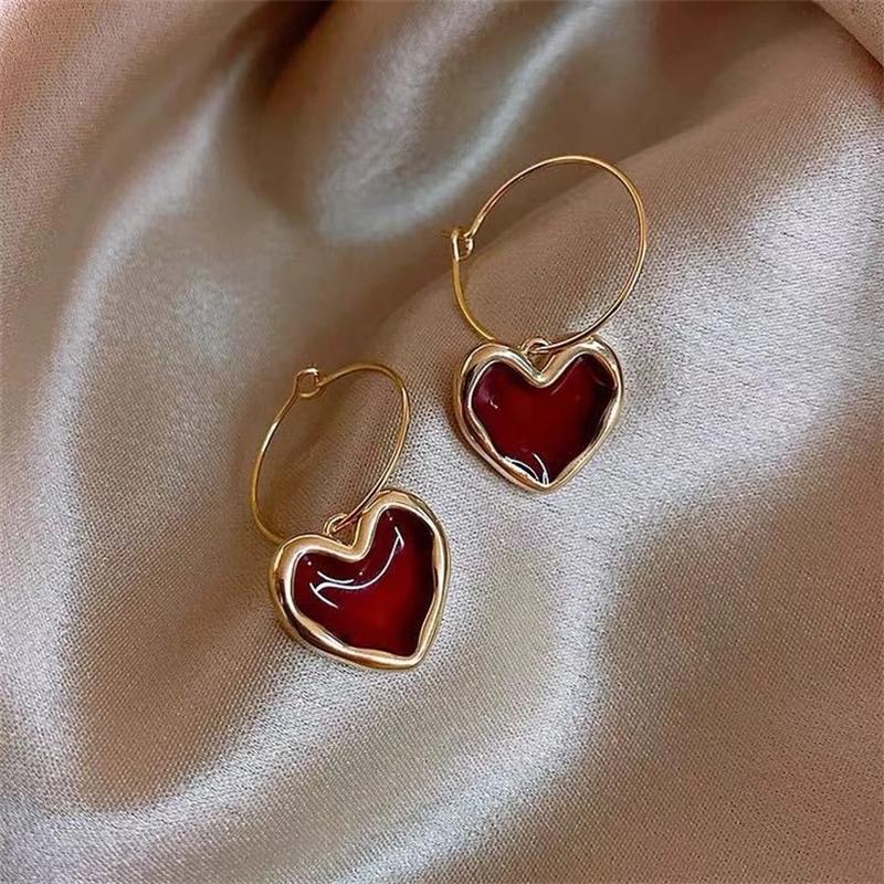 Cercei lungi la modă din email cu pandantiv Love pentru femei, petrecere de nuntă, bijuterii clasice, cercei geometrie