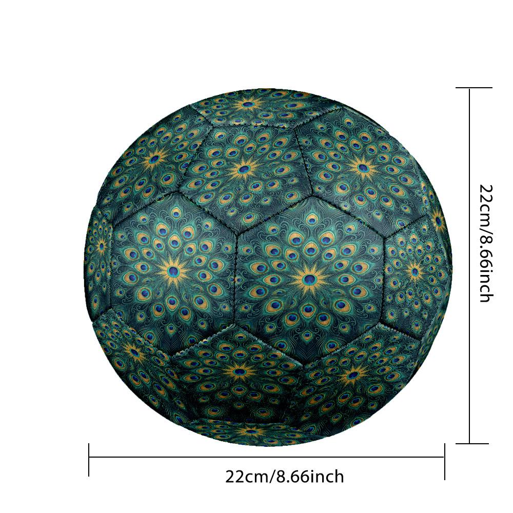 1pc Peacock Feather Theme Soccer Ball Football, Size 5, Lightweight PVC, Outdoor Training Soccer Ball,Gift C6565