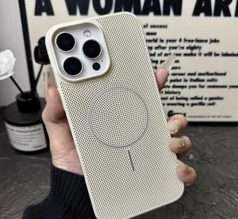 Cooling mesh is suitable for iPhone17 breathable magnetic mobile phone case Apple 18promax ultra-thin PC matte sheath