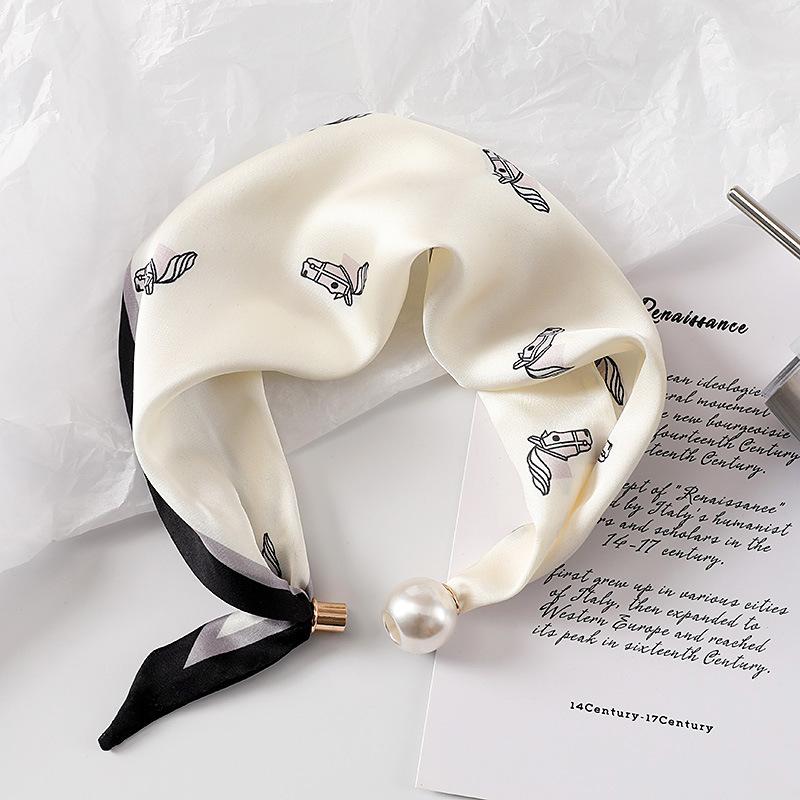 New Style Letter-Print Scarf with Magnetic Clasp Long, Narrow Silk Scarf ,Lightweight Accessory for Spring Summer Shirt Styling