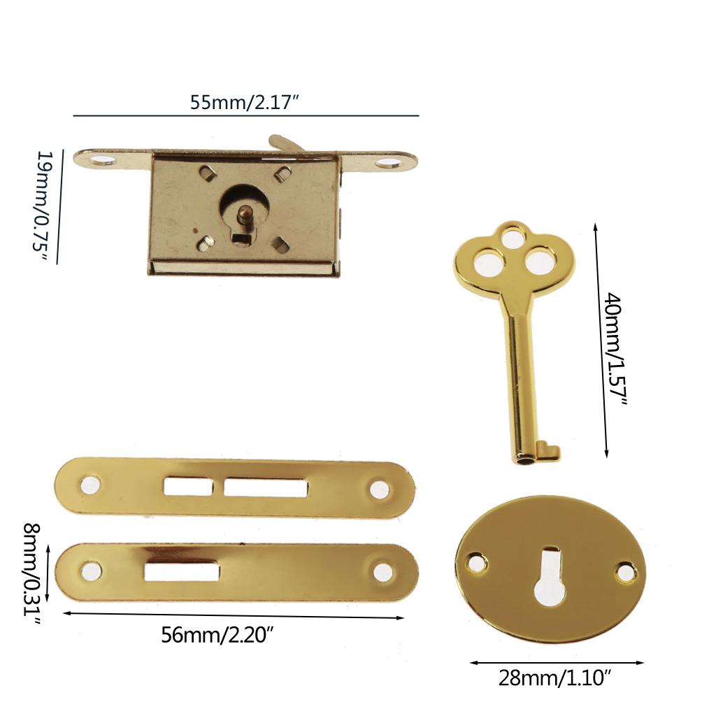 Antiguo para Pestillo Bisagra Vintage Cerraduras Metálicas para Cajón con para Llave Herrajes Decorativos para Muebles para Caja de Joyería de Madera Armari