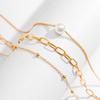 Hip-hop Metal Multi-layer Collarbone Chain Neck Chain Female, Simple and Versatile Copper Bead Chain Pearl Necklace