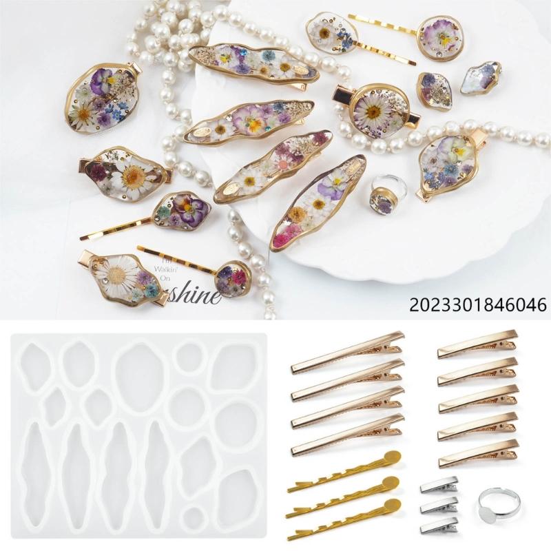 Barrettes Silicone Molds Geometric Hair Clip Epoxy Resin Mold For DIY Resin Hairpin Crafts Jewelry Making Accessorires