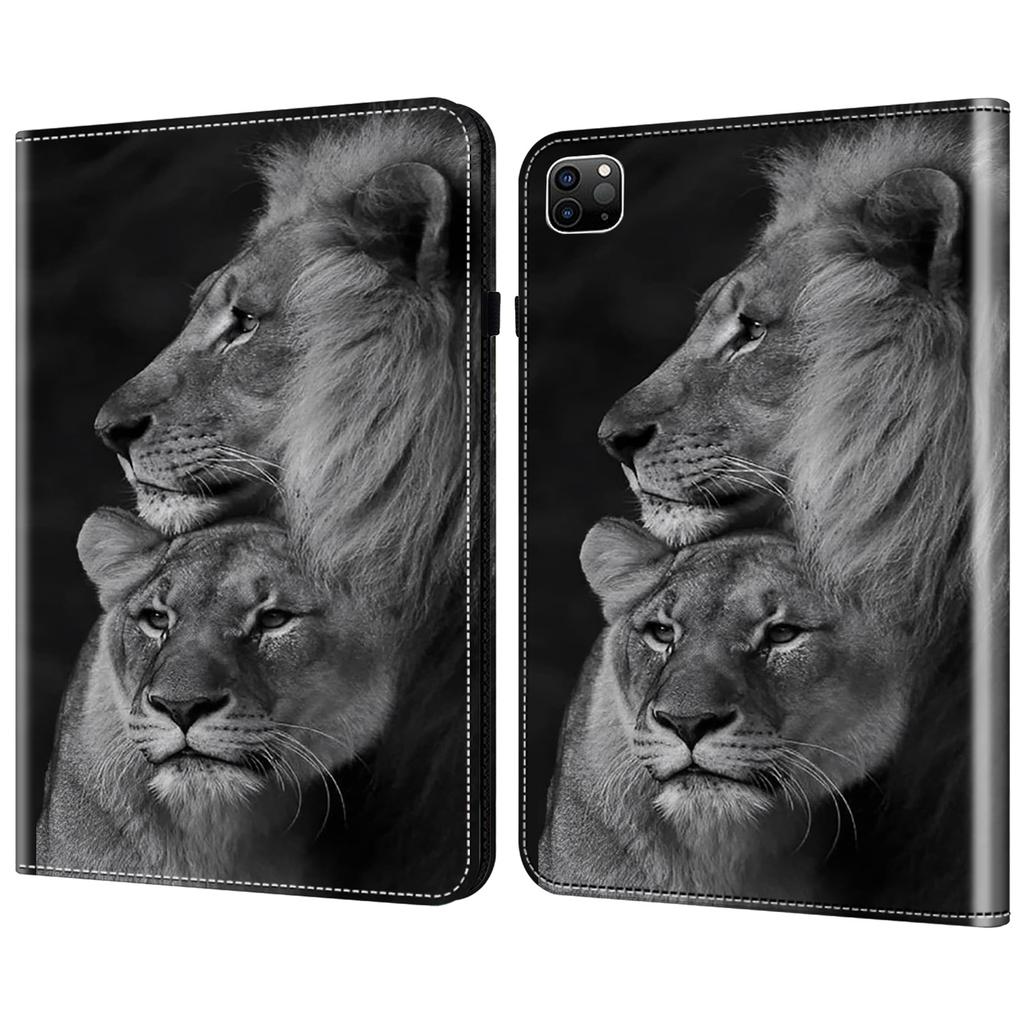 For iPad Air 13 (2025)/(2024)/Pro 12.9 (2020)/(2021)/(2022) Case Pattern PU Leather Stand Cover with Cards Slots