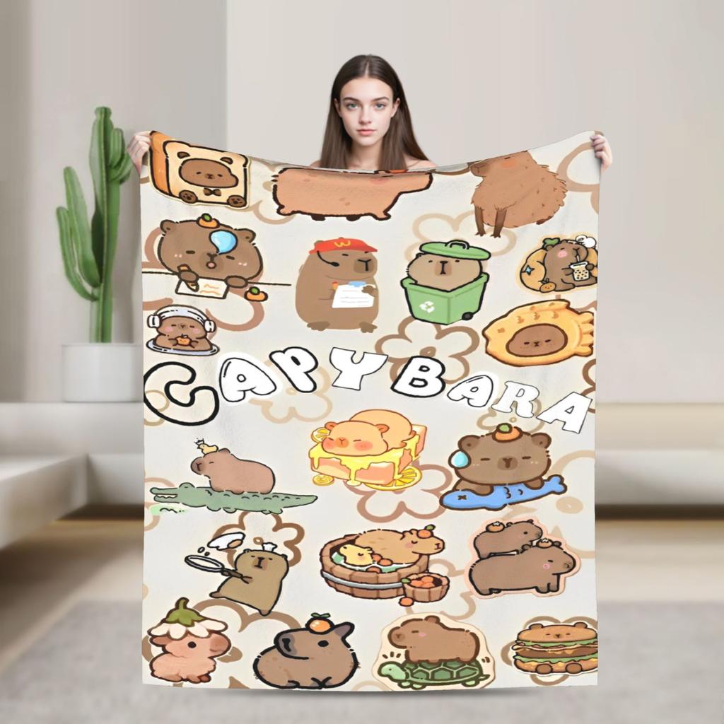Cute Capybara Blankets Flannel Awesome Warm Throw Blanket for Coverlet Decoration
