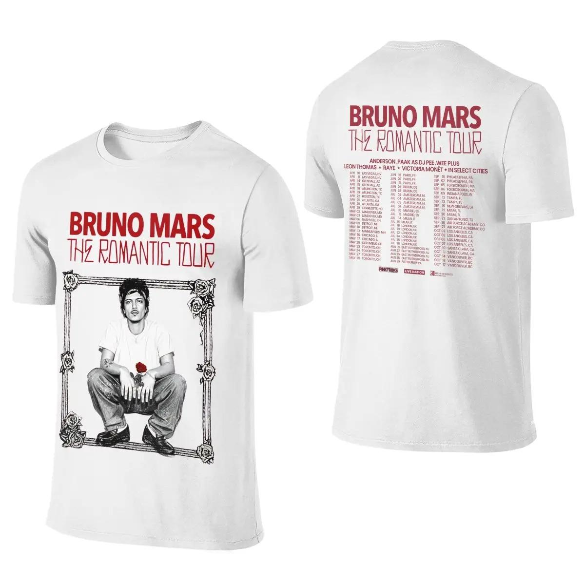 Fashion Hip Hop Clothes Heren Dames Bruno Mars The Romantic Tour 2026 Shirts Outfits Mode 100% Katoen T-shirt Tee Kleding Zomer Vrouwelijke Mannen Kleding S ivoor