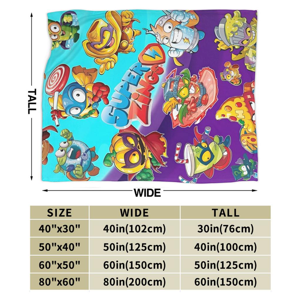 Super Soft Super Zings Throw Blanket Premium Flannel Fleece Lightweight Funny Superzings Bed Blanket Cozy Fluffy Blankets
