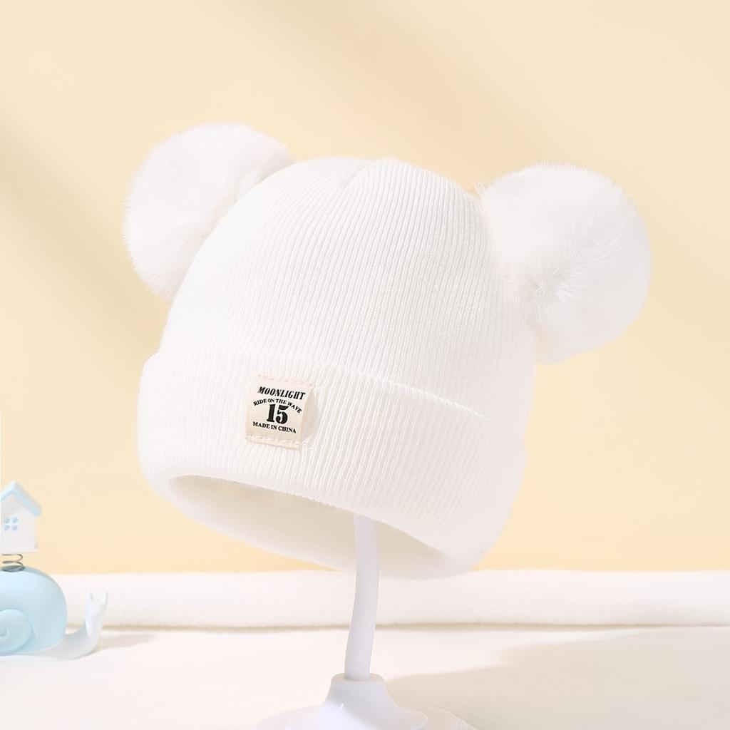 New Cute Beanie Cap Autumn Winter Knitted Pullover Hat Toddler Thicken Ear Protection Cap