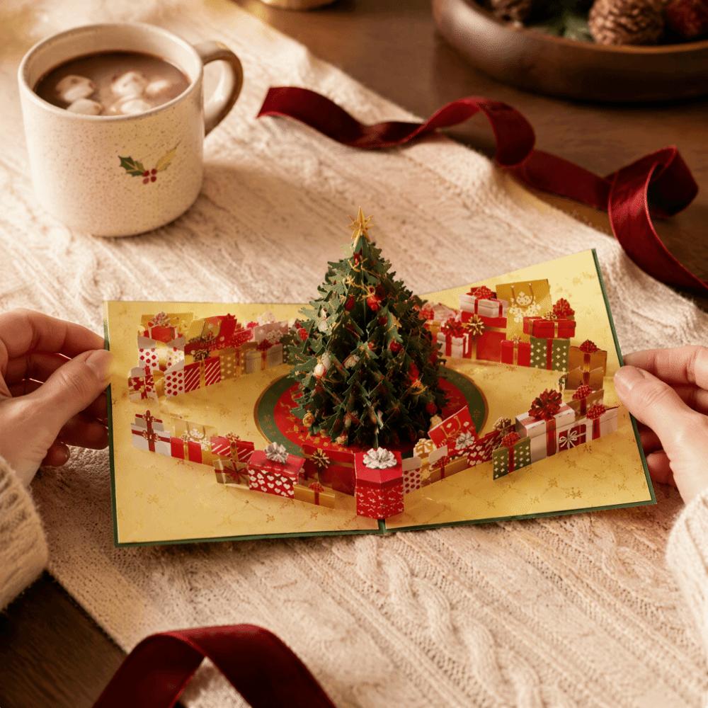 Colorful Pop Up Christmas Card Creative Gift Lights Christmas Card 3D Christmas Card Holiday