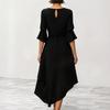 Women's Three-Quarter Sleeve Ruffle Hem Irregular Party Dress