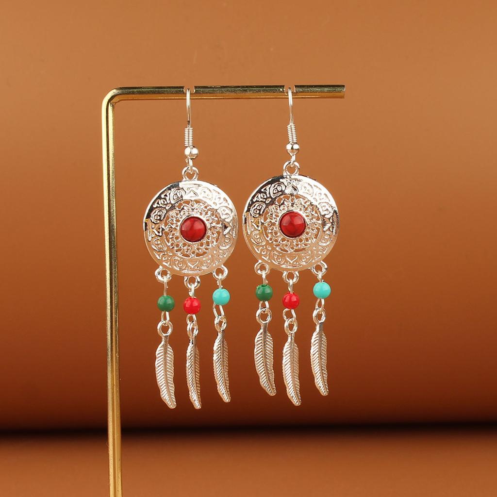 European, American Bohemian Ethnic Style Stud Earrings, Long Fringed Metal Earrings, Fashionable Exotic Style Earrings