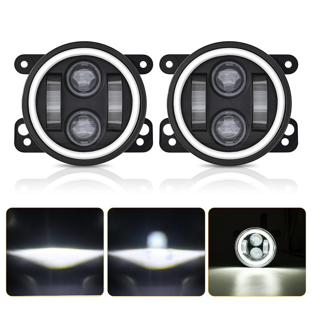 Lampă de ceață auto de 4 inch, 20000LM, lampă frontală, fază lungă și joasă, lampă de ceață spate, impermeabilă, durată de viață de 50000h, pentru Jeep Wrangler Unlimited JK