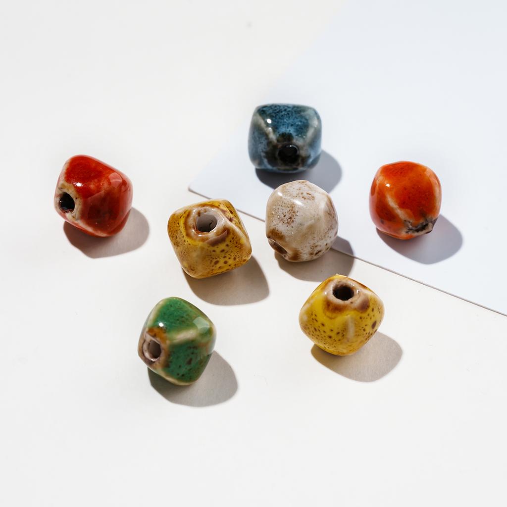 10pcs/Lots Irregular Ceramic Beads Colored Spacer Loose Beads for DIY Necklace Bracelet Keychain Jewelry Making Findings