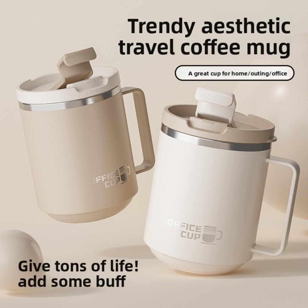 500ML Coffee Mug Large Capacity with Handle Thermal Mug Leak-proof 304 Stainless Steel Drinking Cup Coffee Milk Tea nero