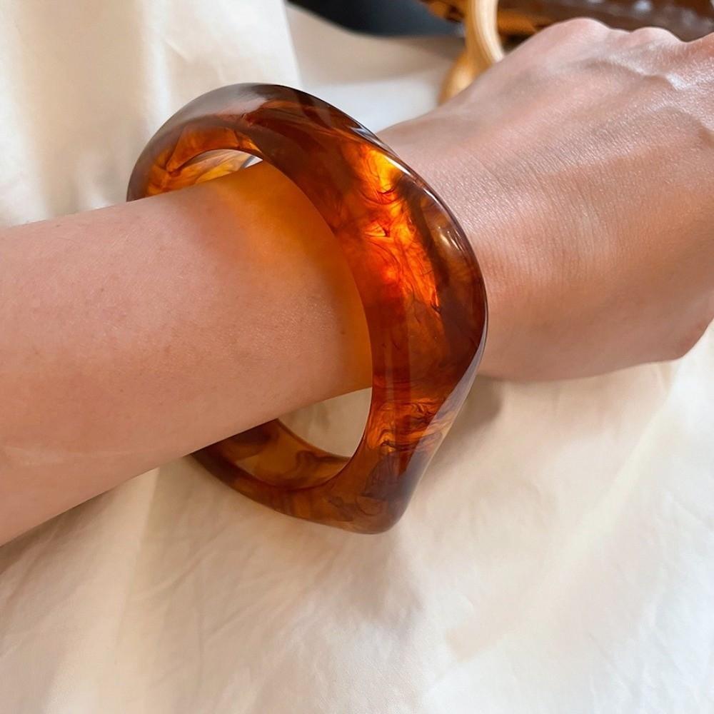 Round Resin Bangle Europe American Style Exaggerated Bracelet Temperament Cuff Bangles  Girls